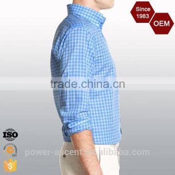 OEM Brand Logo Casual Design Blue Formal Mens Plaid Shirt photo-3