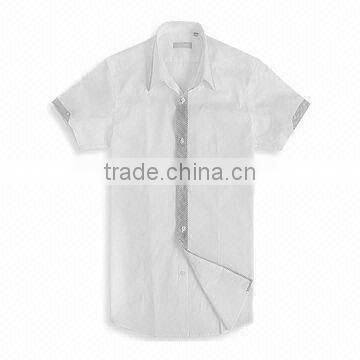 Men's Shirt with Short Sleeves, Made of Polyester, Available in White Color