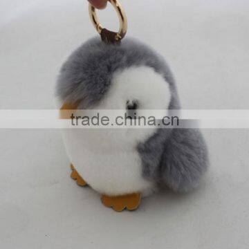 Myfur New Design Rabbit Fur Penguin Cute Bag Charm for Girls' Fashion Handbag