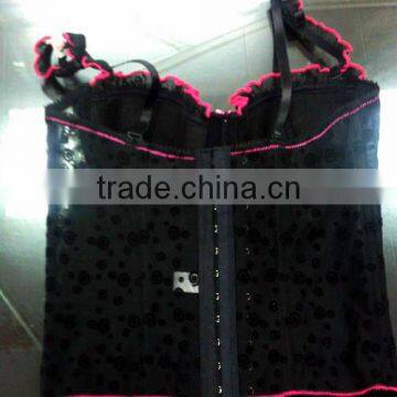 Open Hot Sex Women Photo Corset With Lovely Flock Print/sexy Print Corset photo-2