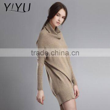 Winter Autumn Women Loose Turtleneck Batwing Sleeve Cashmere Dress Sweater photo-2