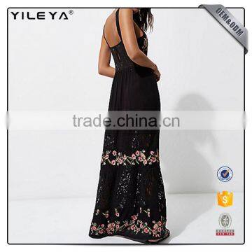 Sleeveless Paid With Paypal Long Flower Print Black Maxi Dress Long Casual photo-3