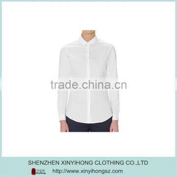 Blank White Cotton Stretch Womens Slim Fitted Fashion Dress Shirts