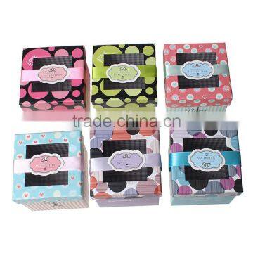 Paper Party Gift Boxes Square At Random Heart Dot Pattern