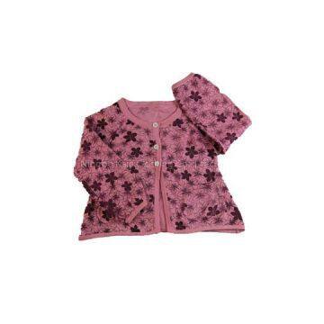 wholesale infant baby\'s plain jersey crewneck raglan sleeve cardigan floral printing sweater