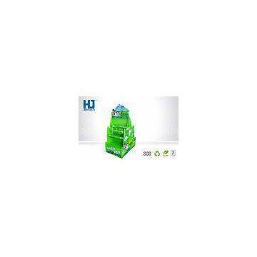 Green four - sided Beverage Display Stand / green tea floor stand rack