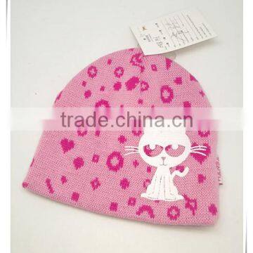 Lovely kitty customized knitted soft winter thermal kids/ baby hat