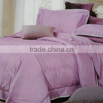 4 pieces plain dyed silk cotton satin jacquard embroidery bed sheet set