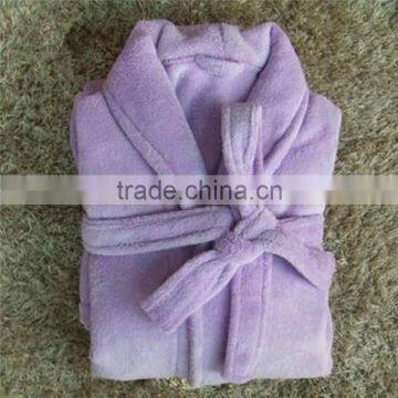 Short size Coral fleece Purple bathrobes for woman