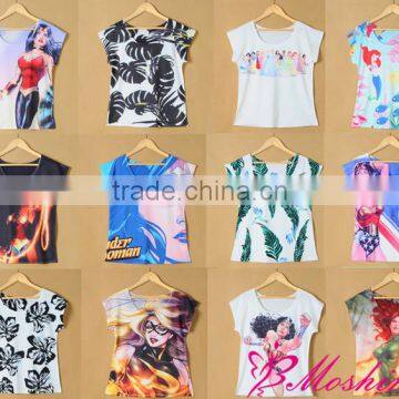 Wholesale Women Digital Printing Short Sleeve Casual T-shirt