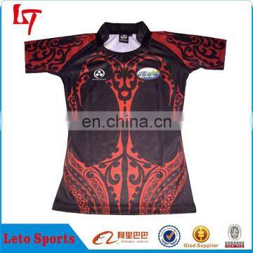Women OEM tight fit rugby jersey padded rugby shirt