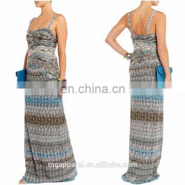 Latest gown designs crochet knit maxi dress new long party evening dress 2015