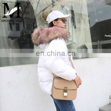 2017 Latiest Fashion Dresses Women Winter Garment Beautiful Genuine Raccoon Fur Hooded Parka