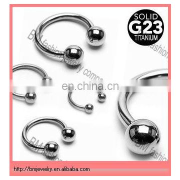 Grade 23 Solid Titanium Horse shoe 16 Gauge Nose Rings with Balls