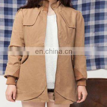 Woven Cotton Standup Collar Women Coat