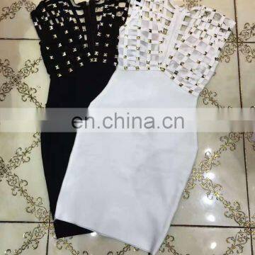 Women Sexy Sleeveless Deep V Hollow Out Cocktail Clubwear Party Mini Bandage Bodycon Dresses photo-4