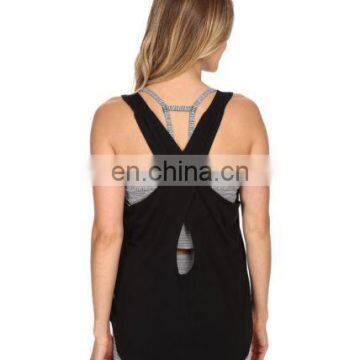 active sports fashion yoga tops black ladies cotton tank top blank