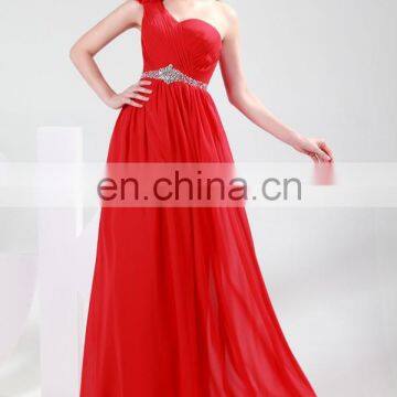 One Shoulder Flower Red Long Grace Karin Chiffon Bridesmaid Dress CL4411 photo-2
