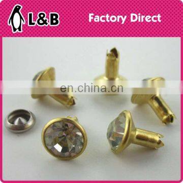 Fashion custom garment rivets with rhinestone glass stone rivet