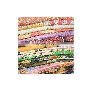 Reversible Vintage Indian Kantha Quilt Handmade Throw Hippie Sari Bedding