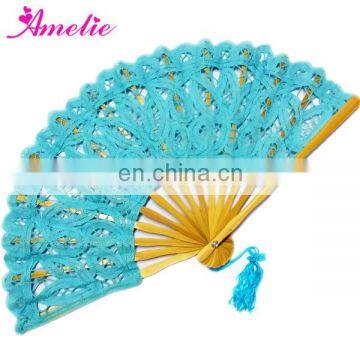 20cm Turquoise blue wedding craft bamboo fan