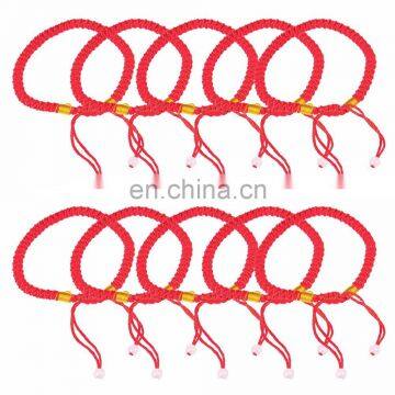 Braided Lucky Red String Beaded Handmade Adjustable Bracelet Rope Cord