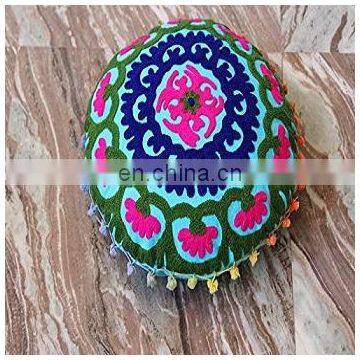 Round Cushion Cover Mandala design indian Handmade Embroidered Suzani Cushion Cover Uzbekistan Style