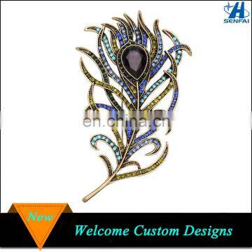 Beautiful Bling Rhinestone Crystal Feather Brooch Brooches for Women in Rhinestone