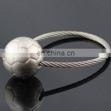 Customized football Shape Wire Rope Key Chain Nickel Plating