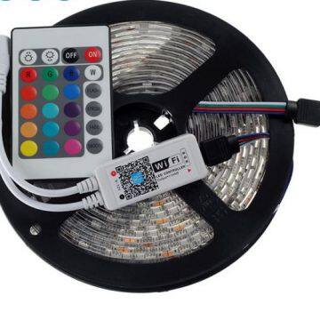 DC12V LED strip 5050 RGB 60LEDs/m 5M IP20 / IP65 flexible light 5050 RGB LED strip with Mini 24key WiFi RGB controller