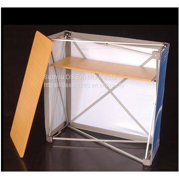Rortable Aluminum Pop Up Booth Folding Wooden Steel Board Promotion Counter Table Design For Advertising Display photo-4