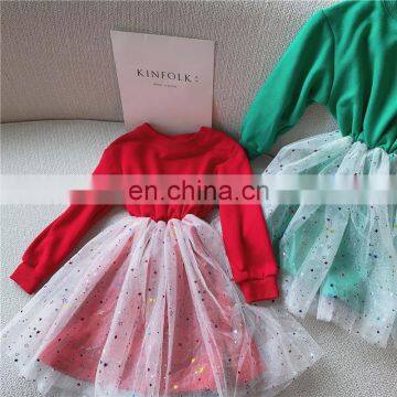 2020 autumn and winter Korean children's thin fleece sweater dress new year puffy skirt girl princess dress