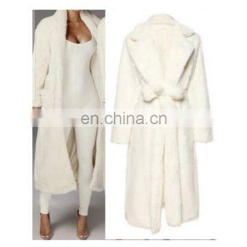 2020 new Winter Trendy women white long faux fur coats for ladies