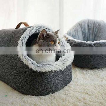Cat Bed for Indoor Cats, Portable Soft Cat House Machine Washable Pet Beds With Anti-Sip Bottom photo-6