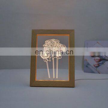 Night lamp 3D creative wood frame photo lights table lamps for decoration