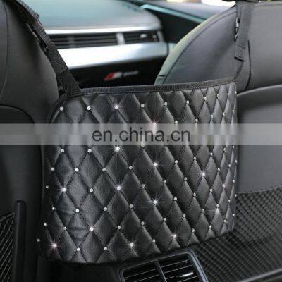 Diamond Car Net Pocket Handbag Holder Multifunctional Car Organizer Compatible With Front Opening Armrest Box photo-2