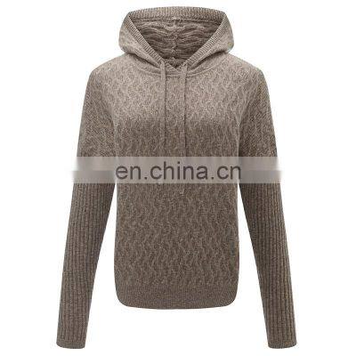 Women Casual Fashion Cashmere Twisted Knit Loose Pullover Hoodie photo-4