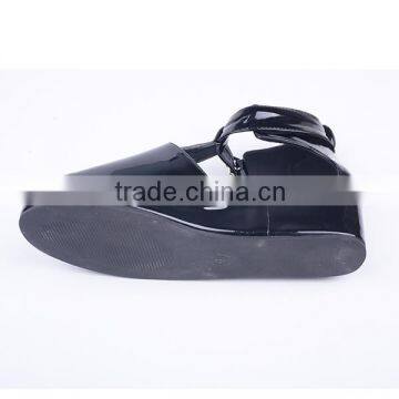 Shiny Upper Hot Sale Low Price Lady Comfort Flat Thick Sole Buckle up Sandals photo-6