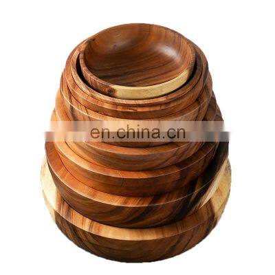 Extra large size Acacia salad bowl set