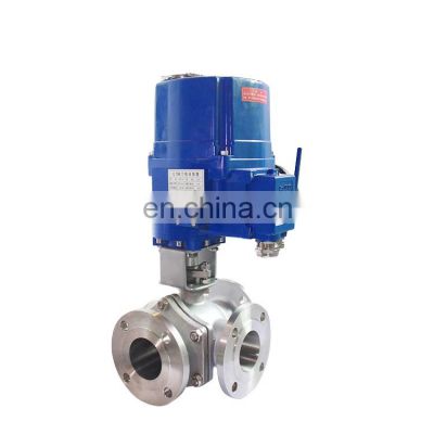 Three Ways WCB Explosion Proof Motorized Electric Ball Valve Cast Steel Modulating Type 4-20mA