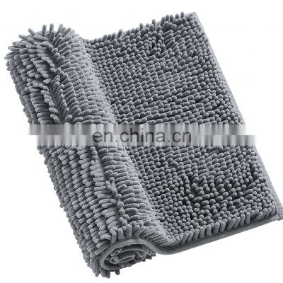 Stripe design multi color chenille bathmat bath mats for bathroom non slip