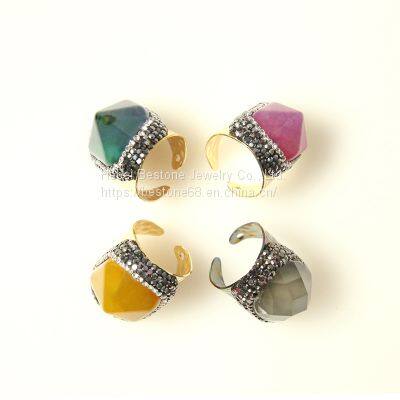 Green Agate Ring Gold Plated photo-3