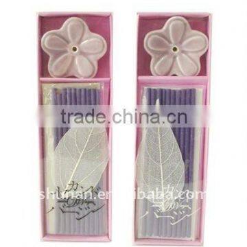 Sweet Aromatic India Incense Sticks set with ceramic flower holder