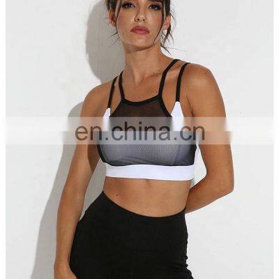 New Design Sexy White Black Hollow Out Mesh Sport Bra Top Women Padded High Impact Thin Shoulder Strap Sports Bra and Lagging photo-3