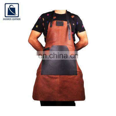 New Arrival Vintage Comfortable Fitting Wear Resistant Durable Genuine Leather Apron for Cooking