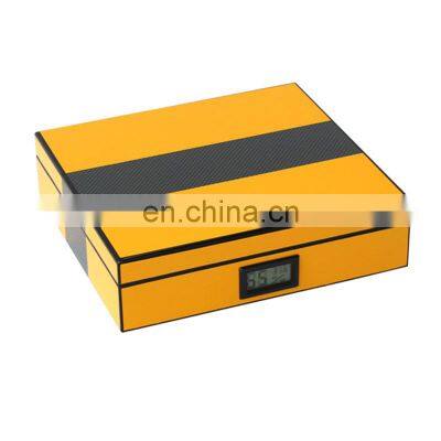 luxury custom cedar luxury travel case box yellow cigar humidor for Cigar storage