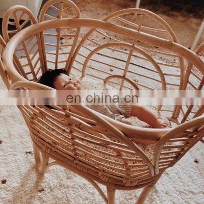 High Quality Rattan doll Cradle Bassinet bed, Mini Rattan Doll Bassinet kid room decor, straw moses basket Wholesale