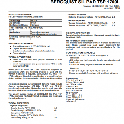 BERGQUIST SIL-PAD 1000L SIL PAD TSP 1700L photo-4