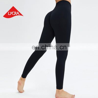 Custom Logo Seamless Solid Yoga Leggings Women Workout Gym Tights Sportswear Butt Lift Running Pants Yoga Clothes