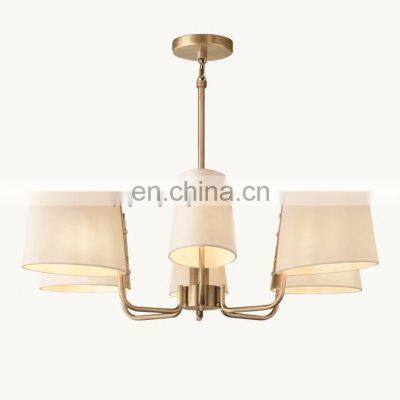 Custom Classic Retro Simple MARTINEAU Linear tapered oval white linen shade  chandelier for home hotel ceiling hanging lighting